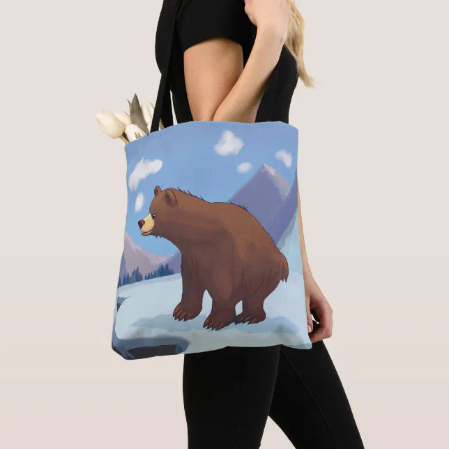 Brown bear in the mountains tote bag