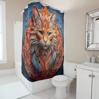 Pets & Wild Animal Portraits with blue and red Shower Curtain