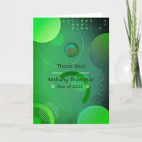 Green Glow Geometric Virtual Graduation Photo Thank You Card