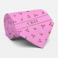 Fun Cherries Modern Vibrant Initial Summer Bold Neck Tie