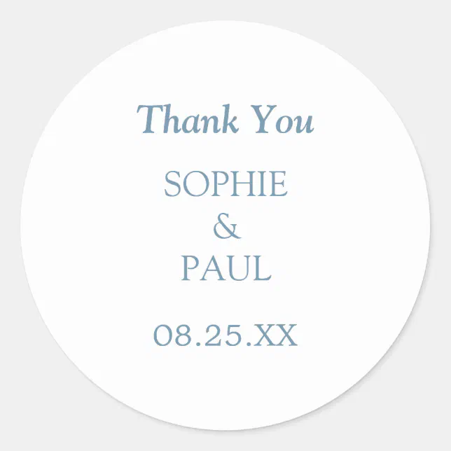 Minimalist Dusty Blue Wedding Thank You Sticker