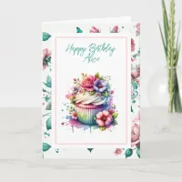 Happy Birthday Personalized | Shabby Chic Floral Card