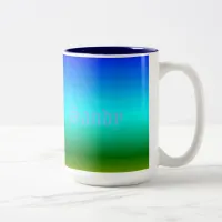 Sea and Sky Blue and Green Gradient Two-Tone Coffee Mug