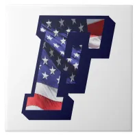 American Flag Letter "F" Large Photo Ceramic Tile