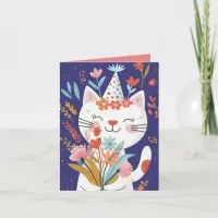Cute Cat Celebration Birthday Invitation Card