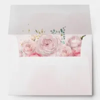 Elegant Boho Summer Spring Blush Floral Wedding Envelope