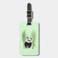 Cute Panda Sitting in Bamboo Luggage Tag