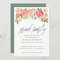 Graduation Party Peony flowers invitation