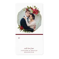 Elegant Christmas Geometric Wreath Holiday Photo Label