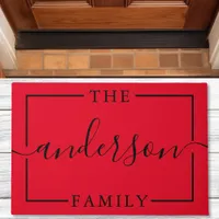 Signature Script Personalized Red Family Name Doormat