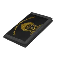 Golden Buddha Statue in Calm Setting Trifold Wallet