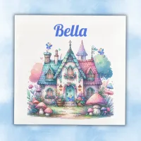 Pink & Blue Fairy Cottage Core Monogram on White |