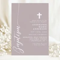 Dusty Lavender Simple Modern Script Baptism Invitation