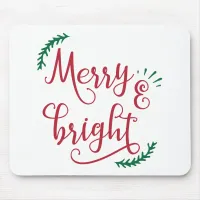 merry and bright Christmas Holiday Mouse Pad