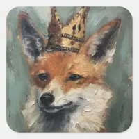 Fox in a Crown Square Sticker