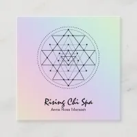 *~* Pastel  Reiki Yoga Rainbow Sacred Geometry Square Business Card