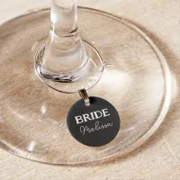 Elegant Wedding Black And White Bride Wine Charm
