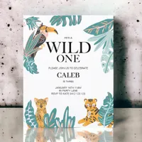 BUDGET Wild One Cute Jungle Theme First Invitation