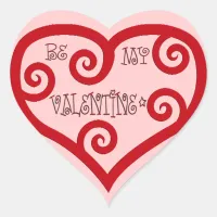 Be My Valentine Heart Heart Sticker