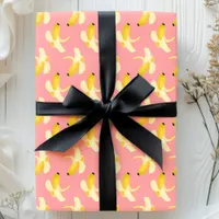 Bananas On Pink Fruit Pattern Wrapping Paper