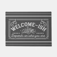 welcome-ish sarcastic chalkboard door mat rug