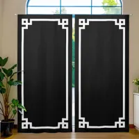 Black and White Greek Key Border Blackout Curtains