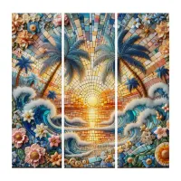 Magical Mosaic Tropical Ocean Sunset Triptych