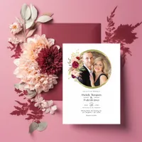 Burgundy-Marsala and Blush Floral Geometric Photo Invitation