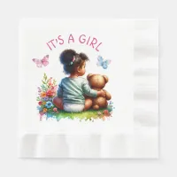 Baby Girl and her Teddy Bear | It's a Girl Napkins
