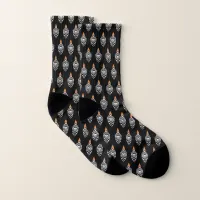 Stylized Hoopoe Bird Patterned Socks