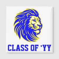 Lion Mascot Blue Yellow and White Graduate Gift Magnet