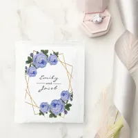 Blue Floral Elegant Gold Glitter Geometric Names Tea Bag Drink Mix