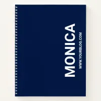 Navy Blue and White Bold Personalized Notebook