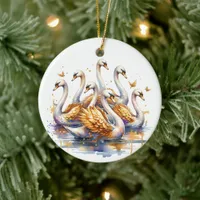  Seven swans a-swimming | Twelve Days of Christmas Ceramic Ornament