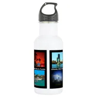 Orlando, Miami, South Beach Collage Water Bottle