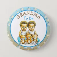 African-American Twin Boy's Baby Shower Grandma Button