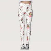 Christmas Llama, Kitten and Mouse Stars and Hearts Leggings