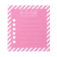 Girly Pink and White Diagonal Stripes To Do List Notepad