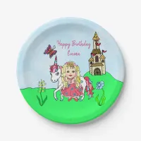 Personalized Unicorn and Princess Birthday Party Paper Plates