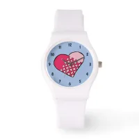 Pink and Red Doodled Heart Watch