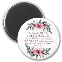 Isaiah 40 Bible Verse with Pink Flowers Magnet