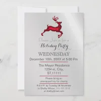 Silver and Red Reindeer holiday party Invitation