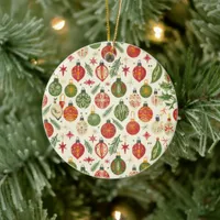 Vintage Christmas Tree Ornaments All Over Print