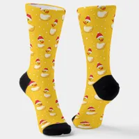 Christmas Duck Santa Cute Yellow and Red Polka Dot Socks