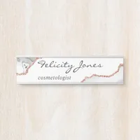 White and Rose Gold Agate Door Sign