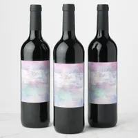 Dreamy Clouds and Stars Wedding Wine Label