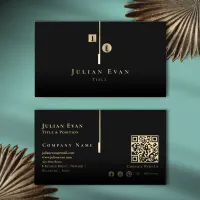 Elegant Artistic Black and Gold Monogram Business Card