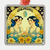 Horoscope Sign Gemini Twins Ethereal Art Metal Ornament