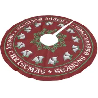 Silver Bells on Red Brushed Polyester Tree Skirt