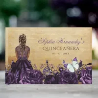 Vintage Princess Purple Butterfly Quinceañera   Guest Book